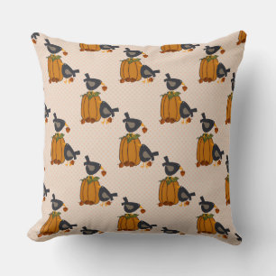 Prim Crows and Pumpkins Pillow