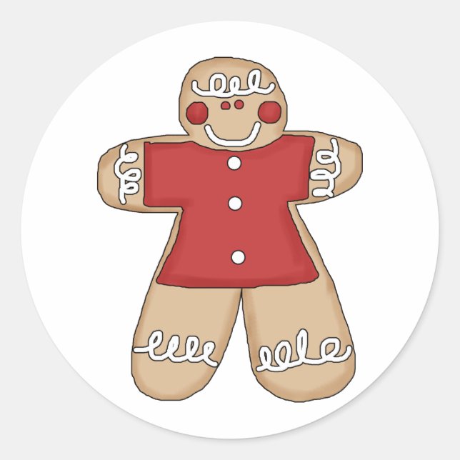 Prim Gingerbread Christmas Cookie Classic Round Sticker (Front)