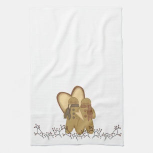 Prim Gingerbread Friends Tea Towel