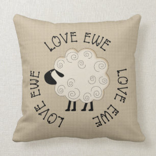 Prim Love Ewe Throw Pillow