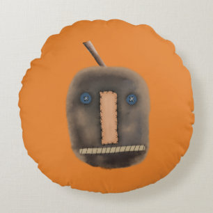 Prim Pumpkin Creepy Halloween Round Cushion