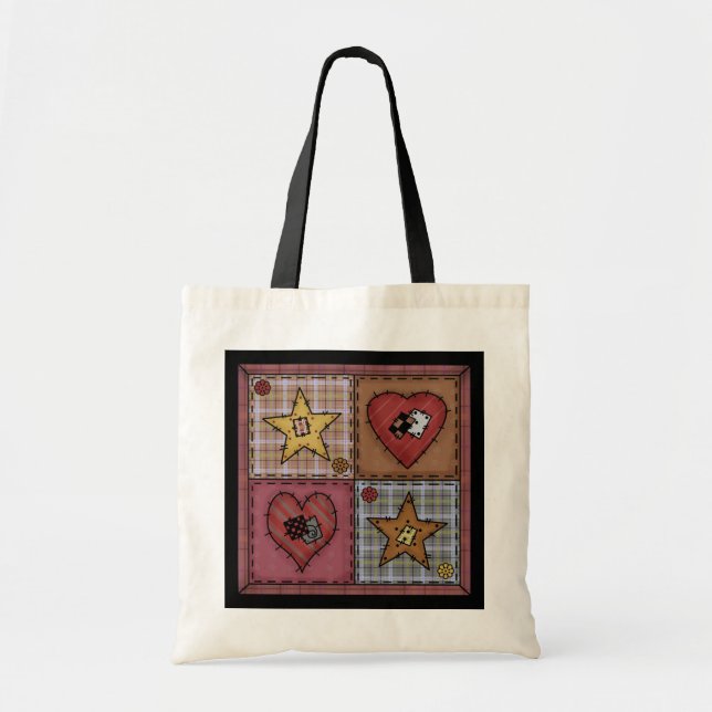 Prim Quilt Patches Tote Bag (Front)