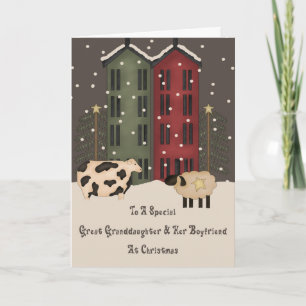 Prim Sheep Great Grandaughter Boyfriend Christmas Holiday Card