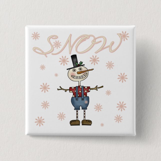 Prim Snowman Tshirts and Gifts 15 Cm Square Badge (Front)