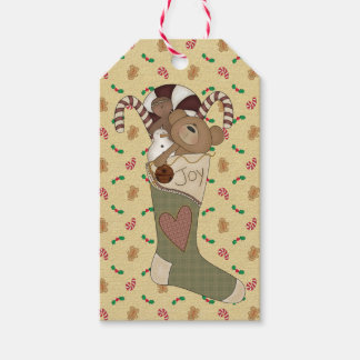 Prim Stocking of Joy - Teddy Bear & Gingerbread Gift Tags