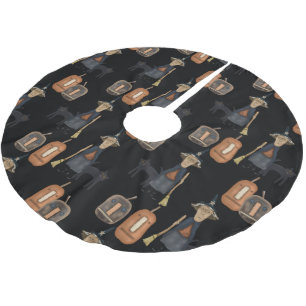 Prim Witch with Broom Halloween Brushed Polyester Tree Skirt