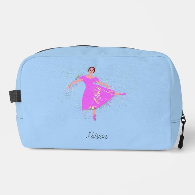 Prima Ballerina Dancer Pink Dress Personalised Dopp Kit (Front)