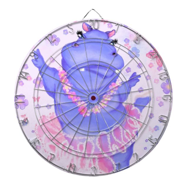 Prima Ballerina Hippo - Add Your Picture / Text Dartboard (Front)