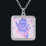 Prima Ballerina Hippo - Add Your Picture / Text Silver Plated Necklace<br><div class="desc">Prima Ballerina Hippo</div>