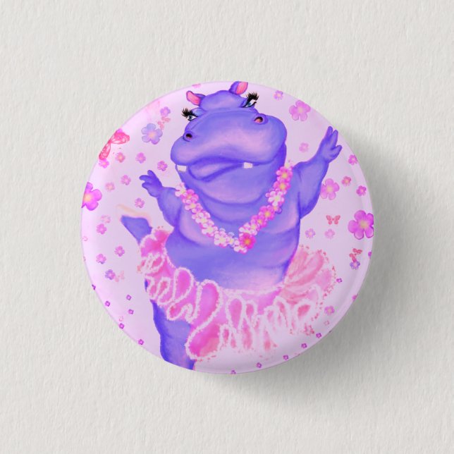Prima Ballerina Hippo Button Happy Ballet Dancer (Front)
