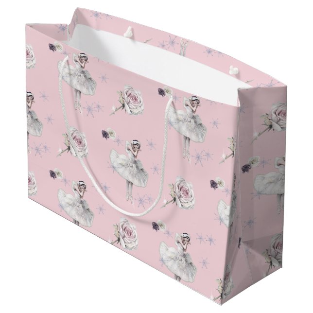 Prima Ballerina Swan and Roses Large Gift Bag (Back Angled)