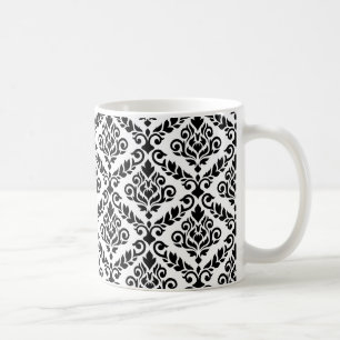 Prima Damask Pattern Black on White Coffee Mug