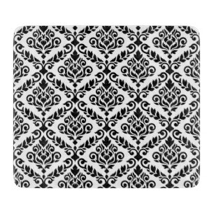 Prima Damask Pattern Black on White Cutting Board