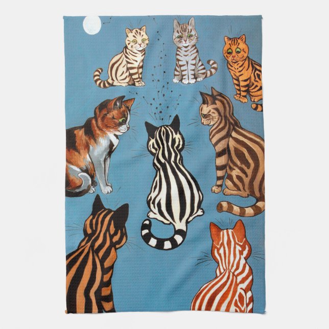 Primadonna of The Night, Louis Wain Tea Towel (Vertical)