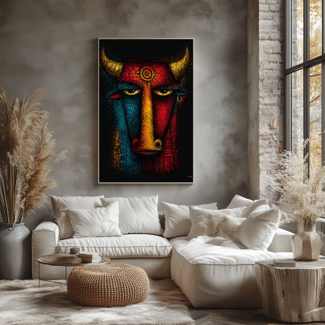 Primal Bull Totem Abstract Art – Expressionist Poster (Creator Uploaded)
