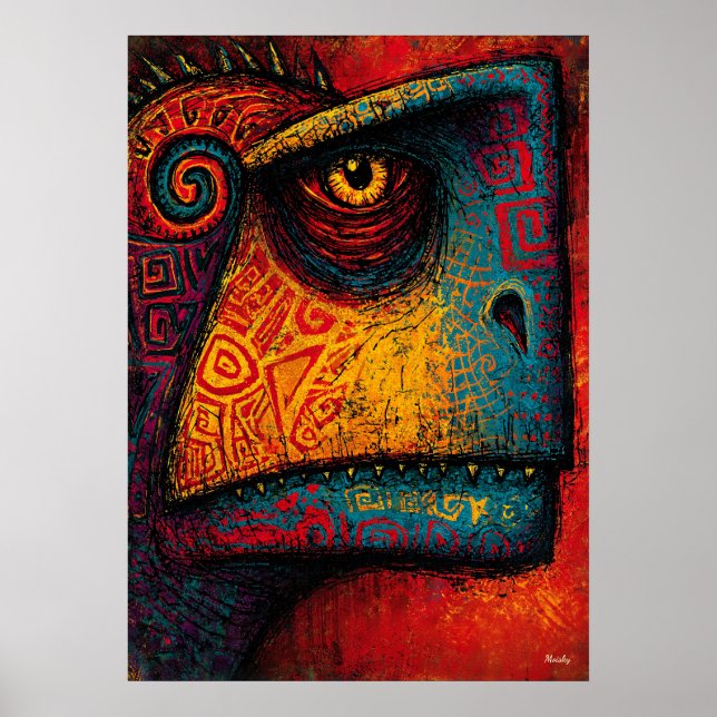 Primal Dinosaur Spirit Abstract Expressionist  Poster (Front)