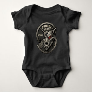 Primal Iron Wolf Gym Weight Plate Graphic T-Shirt Baby Bodysuit
