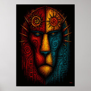 Primal Lion King Abstract Art – Expressionist Poster