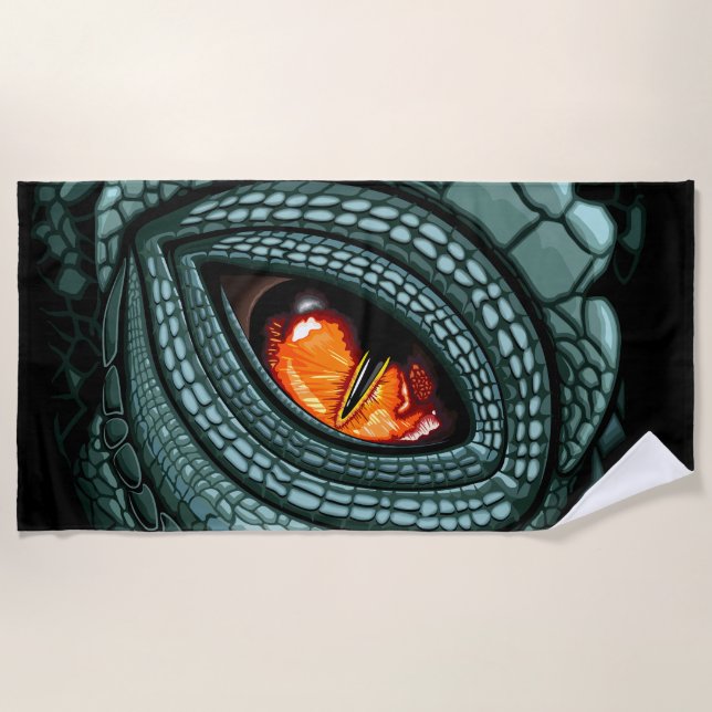 Primal Reptile Predator Eye Beach Towel (Front)