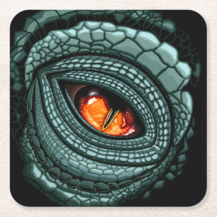 Primal Reptile Predator Eye Square Paper Coaster