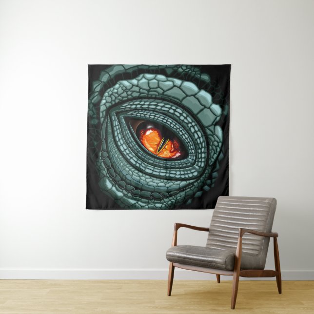 Primal Reptile Predator Eye Tapestry (In Situ)