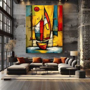 Primal Voyage — Abstract Expressionist Sailboat Poster