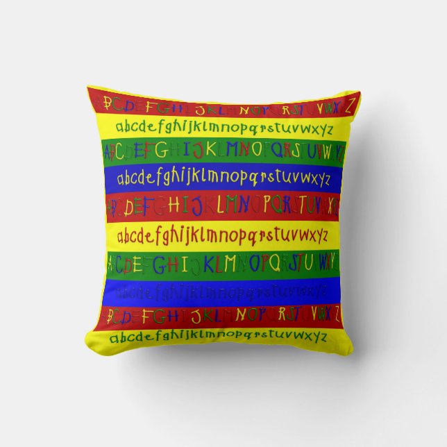 Primary Alphabet Strips-Square Throw Pillow (Front)