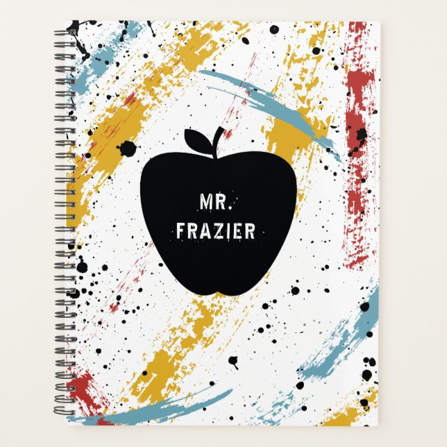 Primary Brushstrokes Abstract Art Teacher Apple Planner (Front)