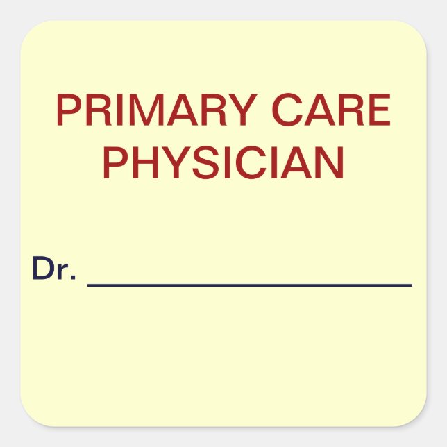 Primary Care Physician Medical Chart Labels (Front)
