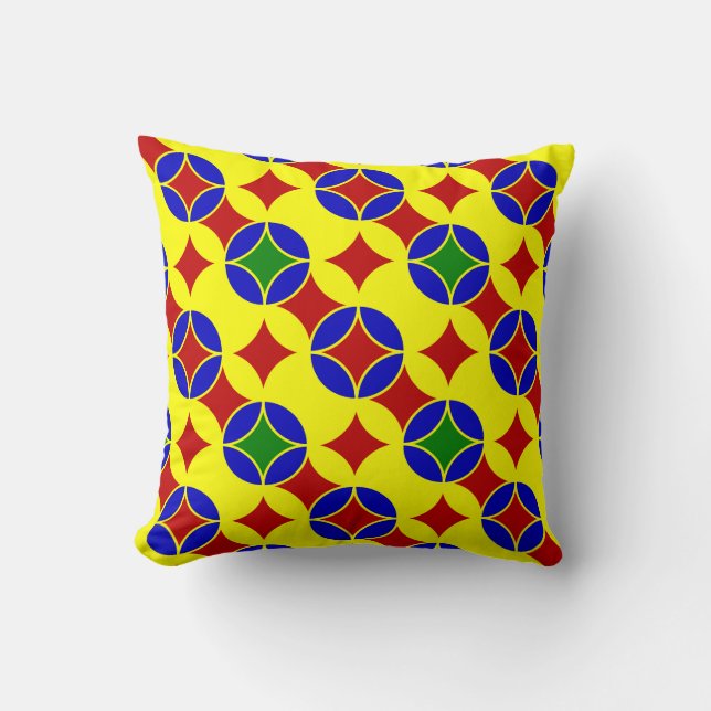 Primary Circles 03-Square Throw Pillow (Front)