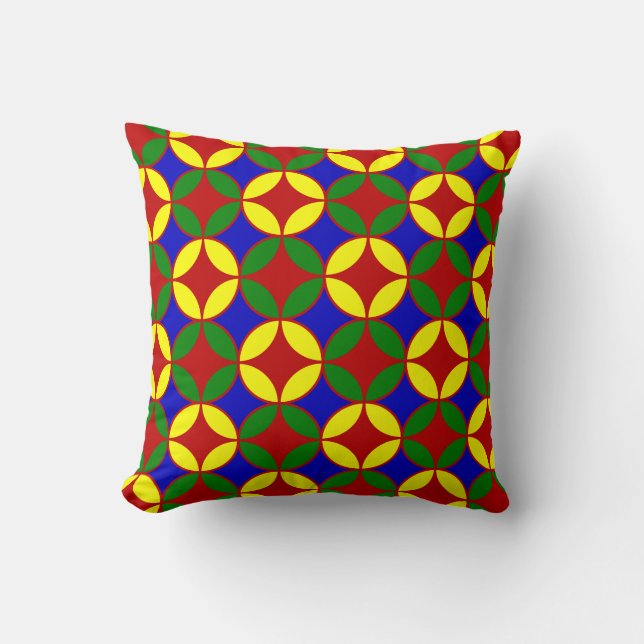 Primary Circles 04-Square Throw Pillow (Front)