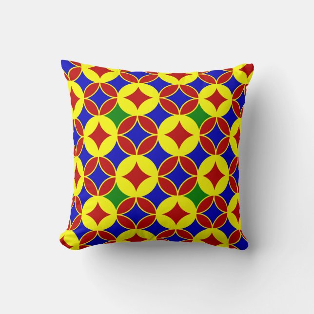 Primary Circles 07-Square Throw Pillow (Front)