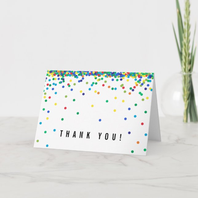 Primary Color Confetti Thank You  | Cute & Simple Card (Front)