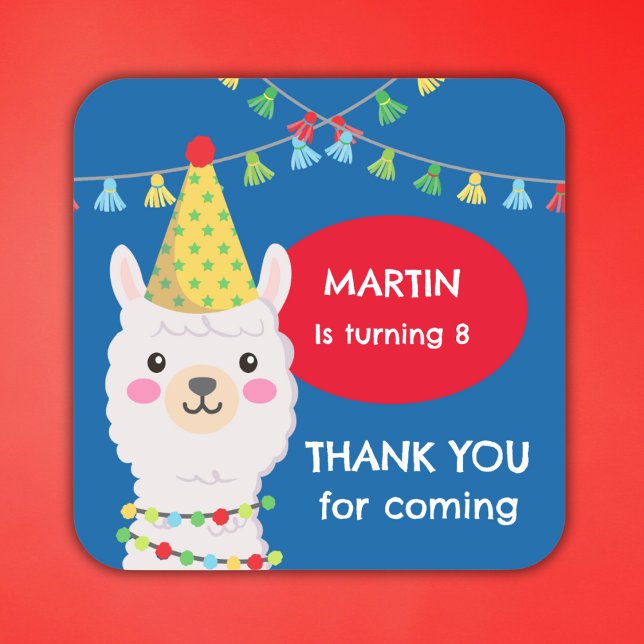 PRIMARY COLORS CUTE LLAMA SQUARE STICKER (Creator Uploaded)