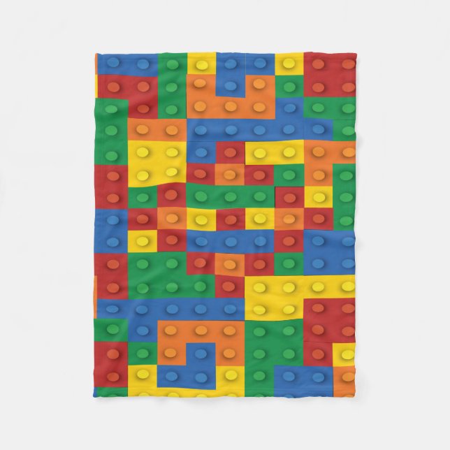 Primary Colour Brick Pattern Fleece Blanket (Front)