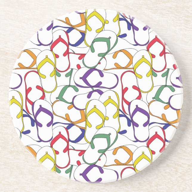 Primary Colour Flip Flop Pattern flipflops summer Coaster (Front)