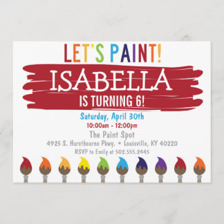 Primary Colour Painting Birthday Party Invitation