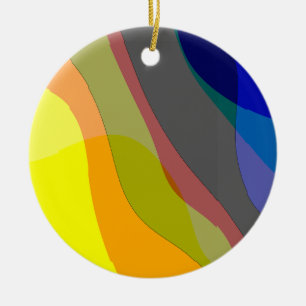 Primary Colours Abstract 1212i - Yellow Blue Red Ceramic Ornament