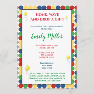 Primary colours baby shower invitation