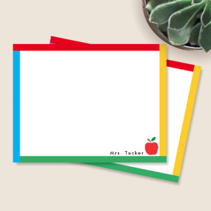Primary Colours Border & Teacher Apple Cute Classi Card