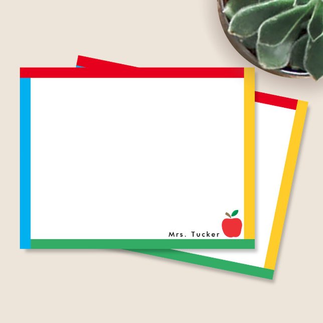 Primary Colours Border & Teacher Apple Cute Classi Card (Creator Uploaded)