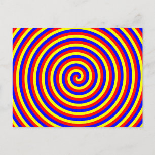 Primary Colours. Bright and Colourful Spiral. Postcard