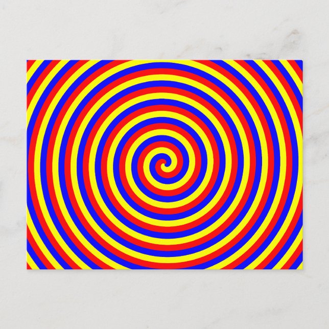 Primary Colours. Bright and Colourful Spiral. Postcard (Front)