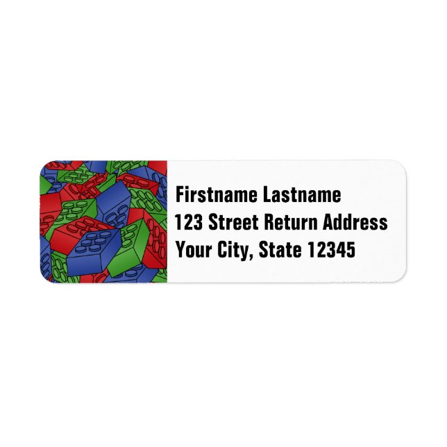 Primary Colours Building Blocks Pattern Return Address Label (Front)
