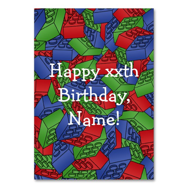 Primary Colours Building Blocks Pattern Table Number (Front)