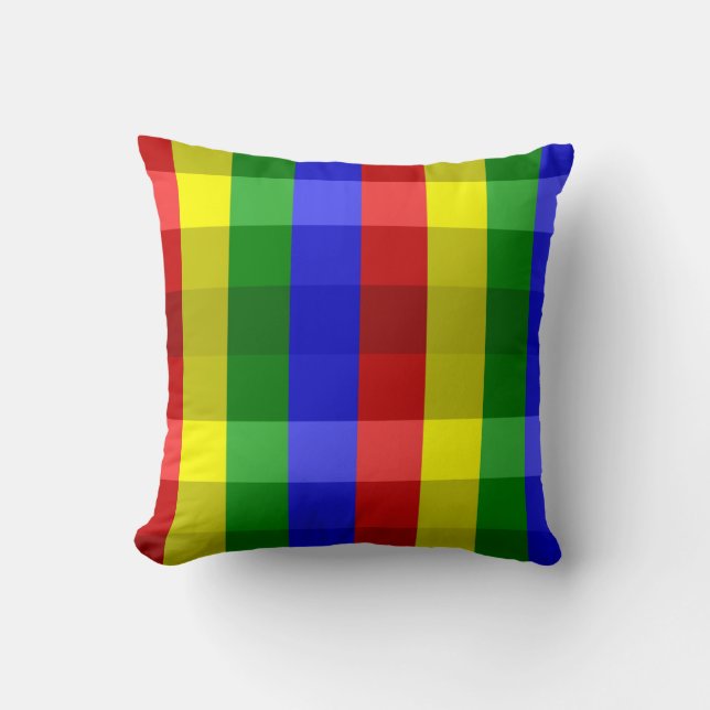 Primary Colours Checks-Sq Throw Pillow (Front)
