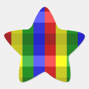 Primary Colours Checks Star Sticker