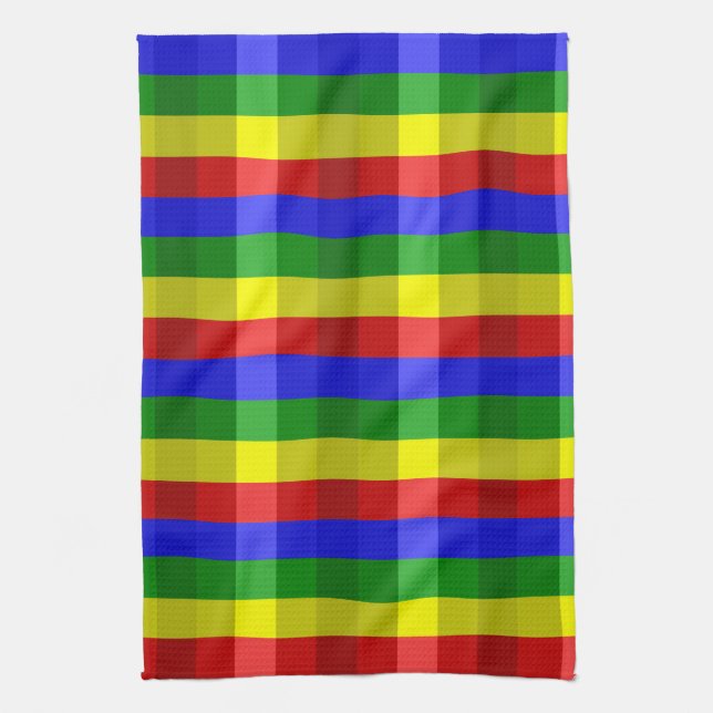 Primary Colours Checks Tea Towel (Vertical)