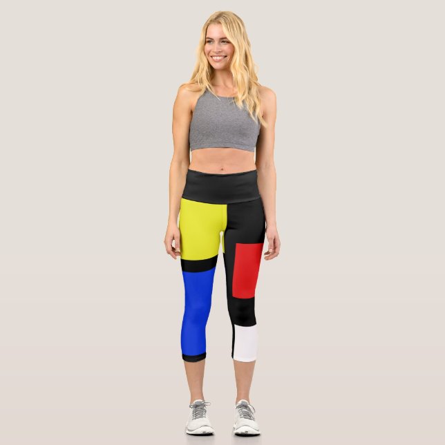 Primary colours Colorblock High Waisted Capris (Front)