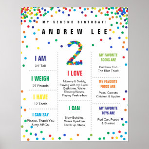 Primary Colours Confetti boy second birthday Poster